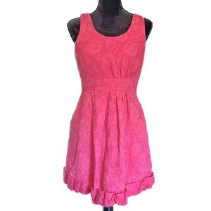 TAYLOR Size 8 Coral Pink Sleeveless Floral Brocade Dress